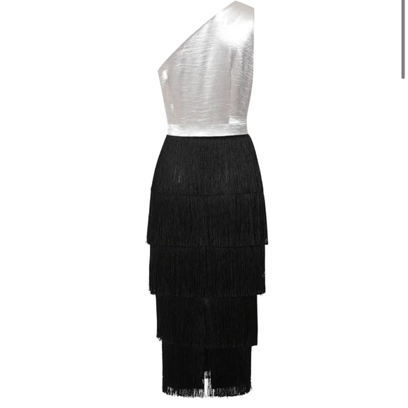 Stunning Lavish Alice X Rosie Connolly Fringe Metallic and black Dress - Picture 2 of 8